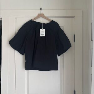 NWT Everlane Supima Puff Sleeve Top - Black